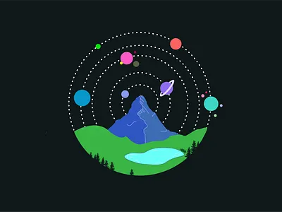 Solar System Illustration adobe adobe xd adobexd earth illustration mountain mountains solar space system tree