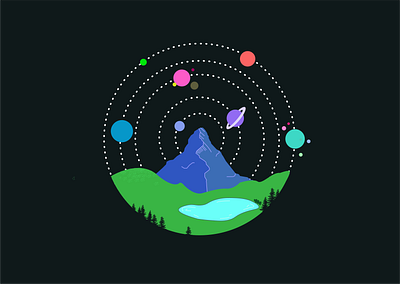 Solar System Illustration adobe adobe xd adobexd earth illustration mountain mountains solar space system tree