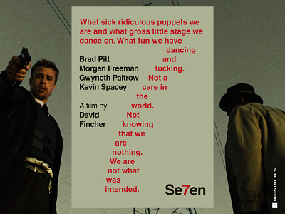 SE7EN - Typographic Swiss Style Movie Poster brad pitt david fincher design graphic design gwyneth paltrow helvetica kevin spacey minimalistic morgan freeman movie poster movies poster seven sins thriller typography