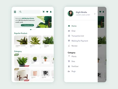 Mobile App - Plant Store app branding clean design green mobile plant shop simple ui