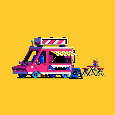 Food truck. Historias Infinitas 2danimation art direction design illustration motion motion graphics offbeatestudio set set design