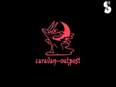 caravan outpost Logo branding cool dog fantasy identitydesign logo monster moon moonlight shadow