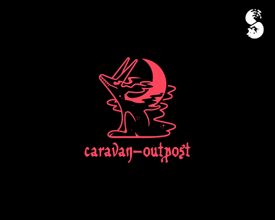 caravan outpost Logo branding cool dog fantasy identitydesign logo monster moon moonlight shadow