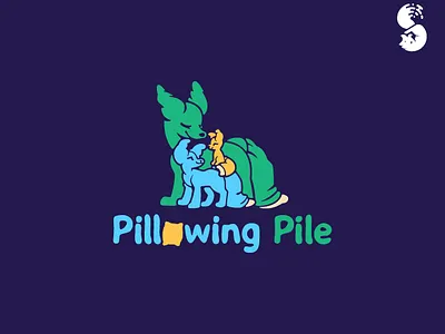 Pillowing Pile Logo brand design branding cute design dog fantasy identity logo vector