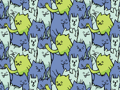 Daily Pattern - 12 08 19 blue cat pattern cats pattern teal tile