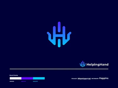 Helping hand - Organization abstract app brand brand identity branding business company design h letter logo hand icon illustration lettering logo logo design mark non profit typography vector