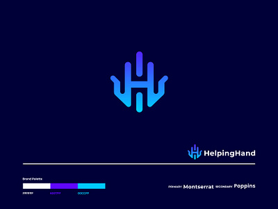 Helping hand - Organization abstract app brand brand identity branding business company design h letter logo hand icon illustration lettering logo logo design mark non profit typography vector