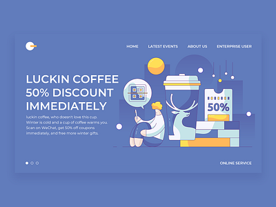 luckin coffee coffee coupon gifts illustration luckin coffee ui web winter