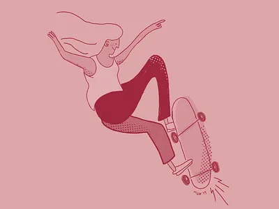 Skater Girl girl gnarly halftone illustration person rad skateboard skater