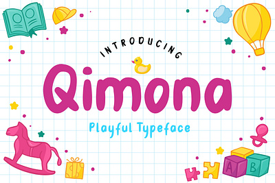 Qimona - Playful Typeface branding clean design display font font funny kids lettering logo logotype packaging playful school sweet