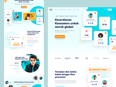 Influencer Landing Page analytics blue bold chart clean discover graph influencer interface landingpage orange pattern profile simple stats typography web website