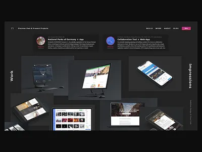Freelancer Portfolio - Daily UI Challenge 013 agency app black daily ui dailyui dark flat ipad iphone mockup portfolio story typography ui uidesign website work