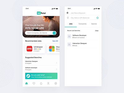 Redesign concept for Glassdoor App career goal careers creative ui interviewinvite jobs jobsearchapp jobseekers jobvacancies ui ui ux uidesign uiux