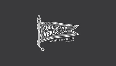 Cool kids nevery cry badge design flag logo oldschool patch