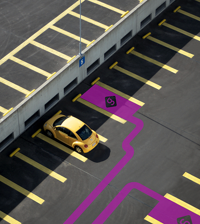 Parking lot branding & wayfinding branding