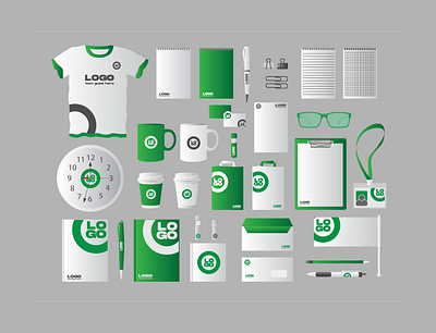 Business stationary kit set green business design stationary