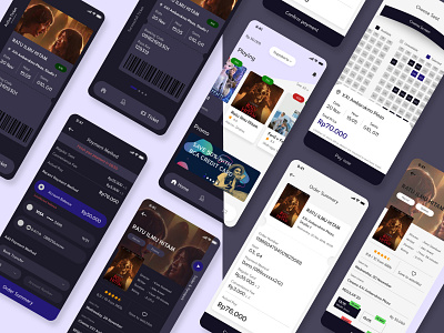 #Exploration - Cinema Ticketing Mobile app cinema cinema ticket clean dark ui details exploration features mobile movie payment seats ticket booking ticketing ui