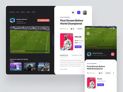 Glitch Gaming Platform UI Kit IV after effects animation design gaming app motion motion design stream ui ui8 ux