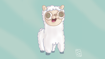 Happy alpaca! 😊 alpaca animal animal art baby big eyes chubby creature design creaturedesign cute december exploration funny hug illustration krita lama silly smile wool