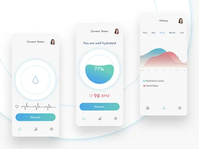 Hydration Monitor app app design fashion minimal ui ux design health hydration illustration ui ux vector water