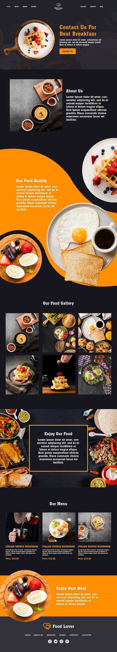 Food Lover app branding design vector web website website builder website concept website design