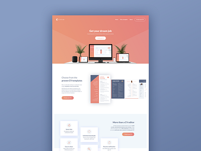 CV App landing page bright color clean design landing page ui ux