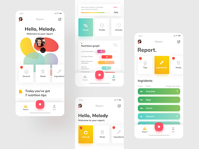 Nutrino App 🍒 app app design colorful food ingredients meal mobile mobile app nutrition ui ux