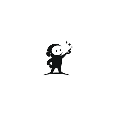 Spaceman and Orion's belt astronaut branding character cosmos flat illustration logo mascot minimal negative space logo space stars technology vector young