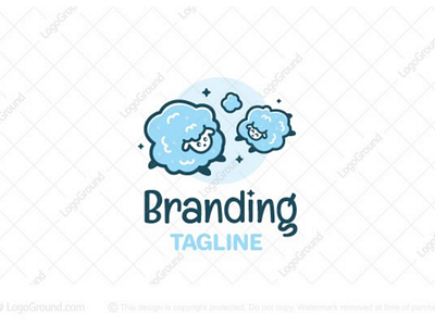 Sheep clouds logo for sale baby branding children clouds happy jumping kids logo logos mother parenting sheep sky stars