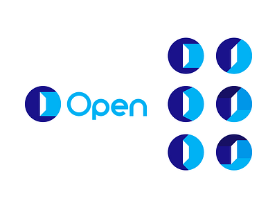 OPEN logo design: O letter, door + light in negative space 0 architecture clever creative door dynamic identity dynamic logo flat 2d geometric interior design letter mark monogram light logo logo design negative space o open smart space vector icon mark symbol