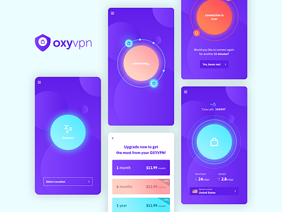 OXYVPN app clean concept design mobile mobile app mobile app design mobile app development mobile application mobile apps mobile design mobile ui security ui ui design user experience ux vpn vpn app whitespaces