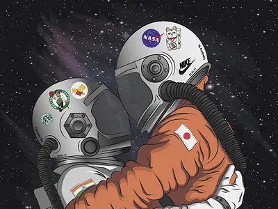 Сosmic love app art astronaut branding character character animation chinese design drawing icon illustration logo space spaced vector