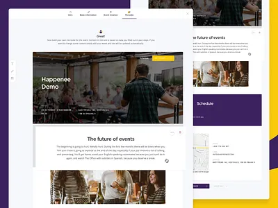 Happenee - Microsite app builder creation editor event meeting microsite party schedule tool ui ux web website