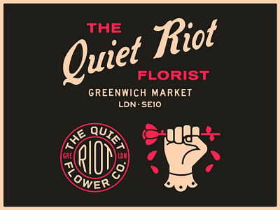 The Quiet Riot Florist art badge branding design dribbble flowers graphic design identity illustration lockup logo portfolio typography