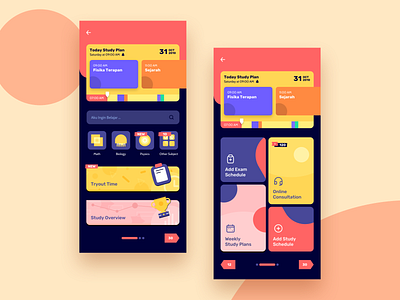 Exploration - Learning App dark mode design education education app illustraion learning learning app mobile schedule study study app trophy ui