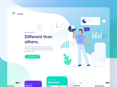 Unopie colour concept creative design minimal template typography ui ux web