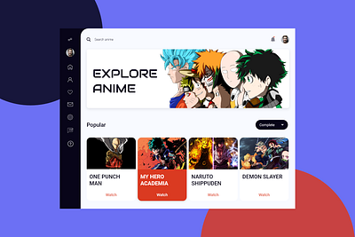 Anime UI Design anime creative dashboad landingpage ui uidesign uiux ux