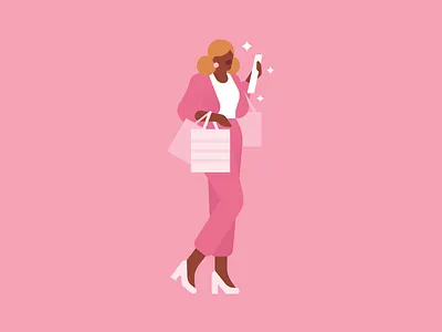 Taurus bags brand character editorial elegant fashion illustration lady magazine people shopping woman