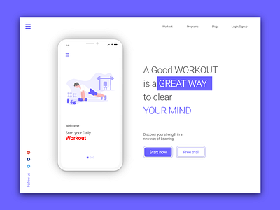 Workout daily workout gym login signup start now webdesign website website builder website concept website design workout workout website