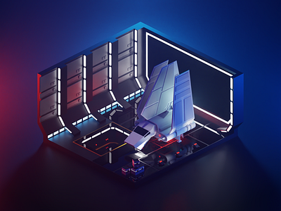 Star Wars Imperial Shuttle 3d blender diorama fanart illustration isometric low poly lowpoly lowpolyart render star wars