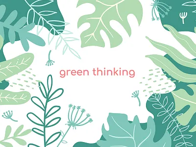 d 198 03 banner botanical design floral green herb illustration leaves style vector