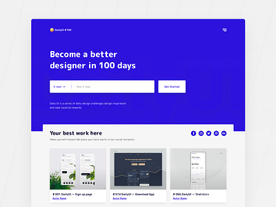 DailyUI landing (day 100) 100 blue challenge daily ui end final form input landing web work