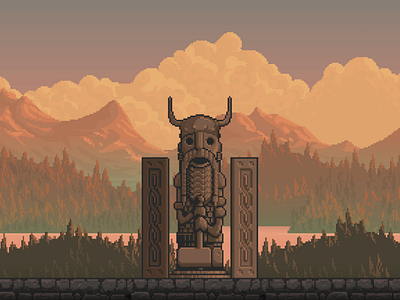 ELDER ALTAR 16bit 8bit 8bitart artwork design environment fiction game gameart gamedev indiedev indiegame norse pixel art pixelart pixelartist prop rpg statue viking