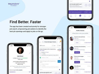 Find Better. Faster app find better interview ios job job details job portal mobile app design ui ux design zayeem