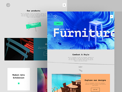 Furniture Store Website Template asymmetry chairs fancy flat design furniture design furniture store grid hero banner landing minimalism responsive showroom splash template ui ui design ux ux design web design website