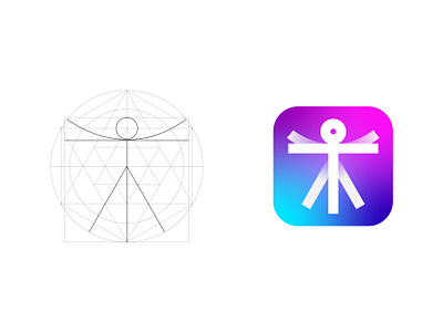 Vitruvian Man balance brand identity branding creative designer india lalit logo logo design logo designer man print vitruvian