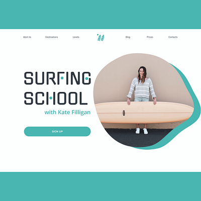 First of 4 concepts about surfing school design landing landing page main page minimal surfing ui ux web website