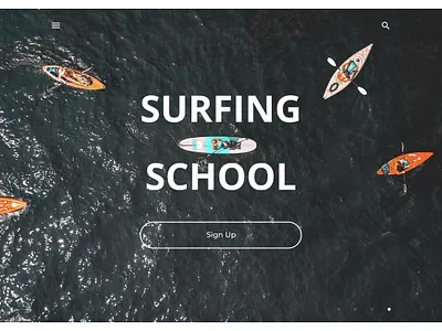 Second of 4 concepts about surfing school design landing landing page main page minimal surfing ui ux web website