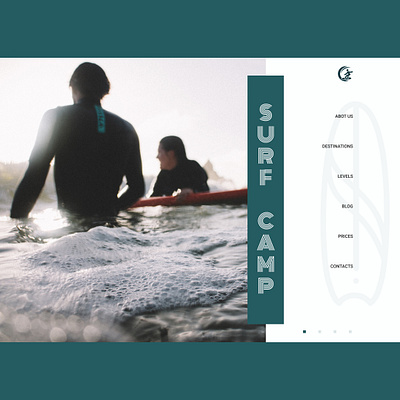 Third of 4 concepts about surfing school design landing landing page main page minimal surfing ui ux web website