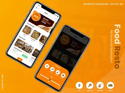 365 DAYS UI CHALLENGE, DAY 016/365, #Dailyui 365daysuichallenge app dailyui design filter food app mobile app orange restaurant ui uiux ux